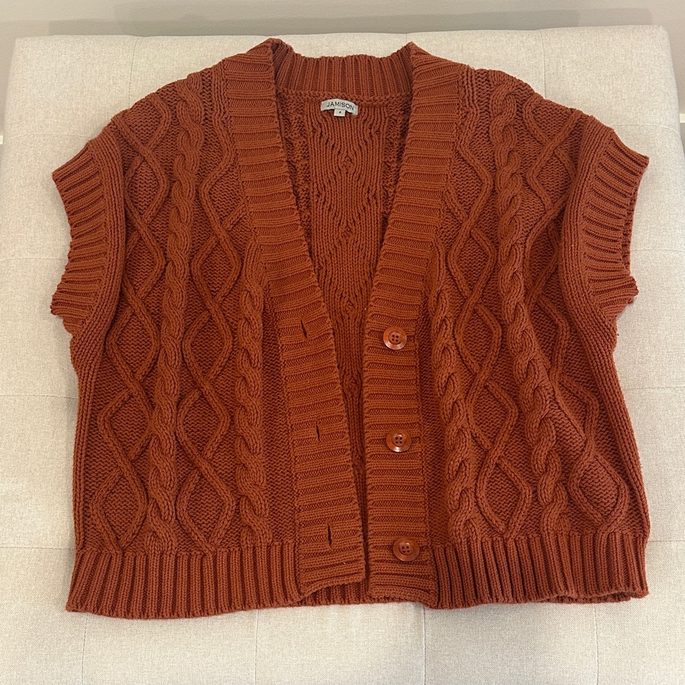 Universal Thread Women's Rust Cable Knit Cardigan